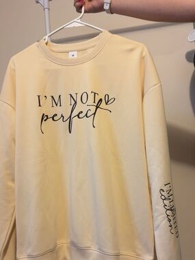 Yellow "I'm Not Perfect" Graphic Sweatshirt